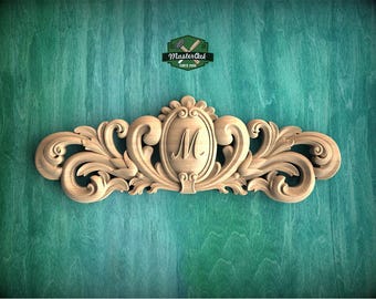 Personalized Large Floral Wood Applique – Ornate Carved Decoration for Furniture