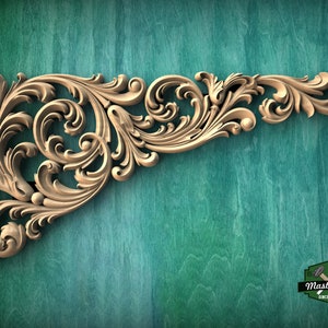 Art Nouveau decorative hardwood corner onlay, Set of 2pc, decorative wood trim, Hardwood Victorian corner onlays for doors