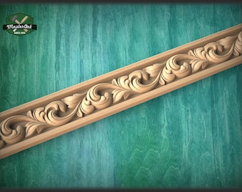 Moldura floral de estilo barroco, panel de moldura ornamentada de roble de 40 pulgadas, baguette de madera tallada