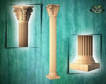 The Elegant Wooden Ionic Column, Ionic Wood Column for Architectural Beauty, 1pc, Unpainted