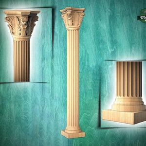 Elegante columna jónica de madera, columna jónica de madera para una belleza arquitectónica, 1 unidad, sin pintar