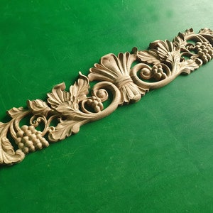 Wood Onlay Grapes, carved flower, horizontal decor, carved decoration of wood, wooden onlay, wall hanging