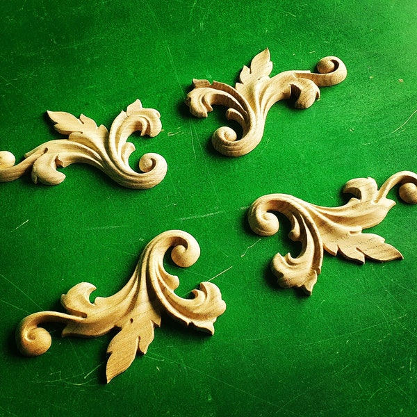 Wood Applique and Onlay for Furniture, Set of 4pc