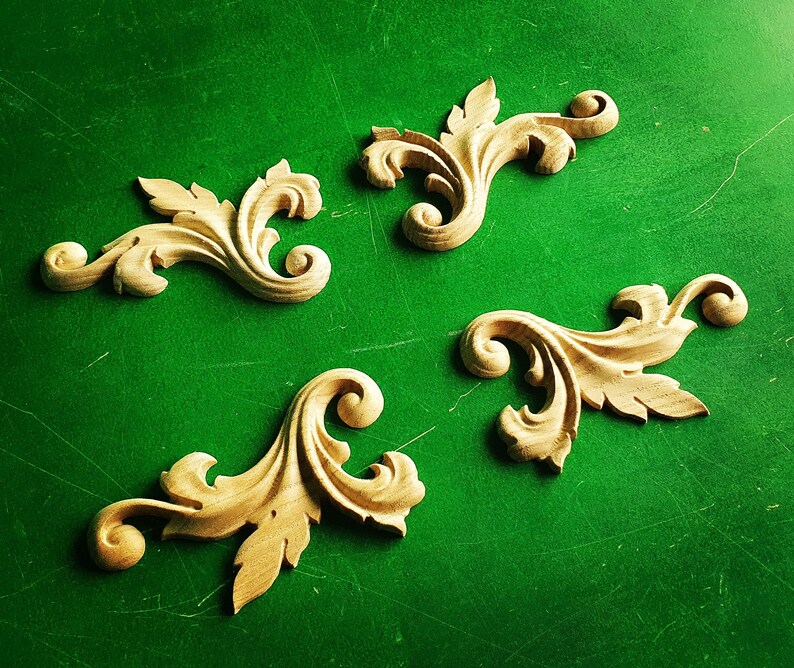 Wood Applique and Onlay for Furniture Set of 4pc Etsy