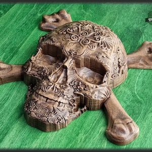 Carved Skull made of wood, wood wall art, carved skull of wood, wall decor carving, Santa Muerte, Calavera, Dark Art