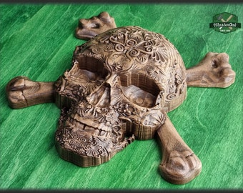Carved Skull made of wood, wood wall art, carved skull of wood, wall decor carving, Santa Muerte, Calavera, Dark Art