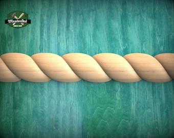 Half Round Rope Twist Moulding - Subtle Elegance, 40" Elegant Wood Detail, 1 pc, Unpainted, Carved Baguette, Twisted Rope Wood Molding