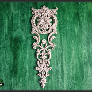 Ornate Carved Wood Appliques For Fireplace, Unpainted, Carved decorative floral onlays, 1pc, Home Wall Embellishments, Furniture Carving