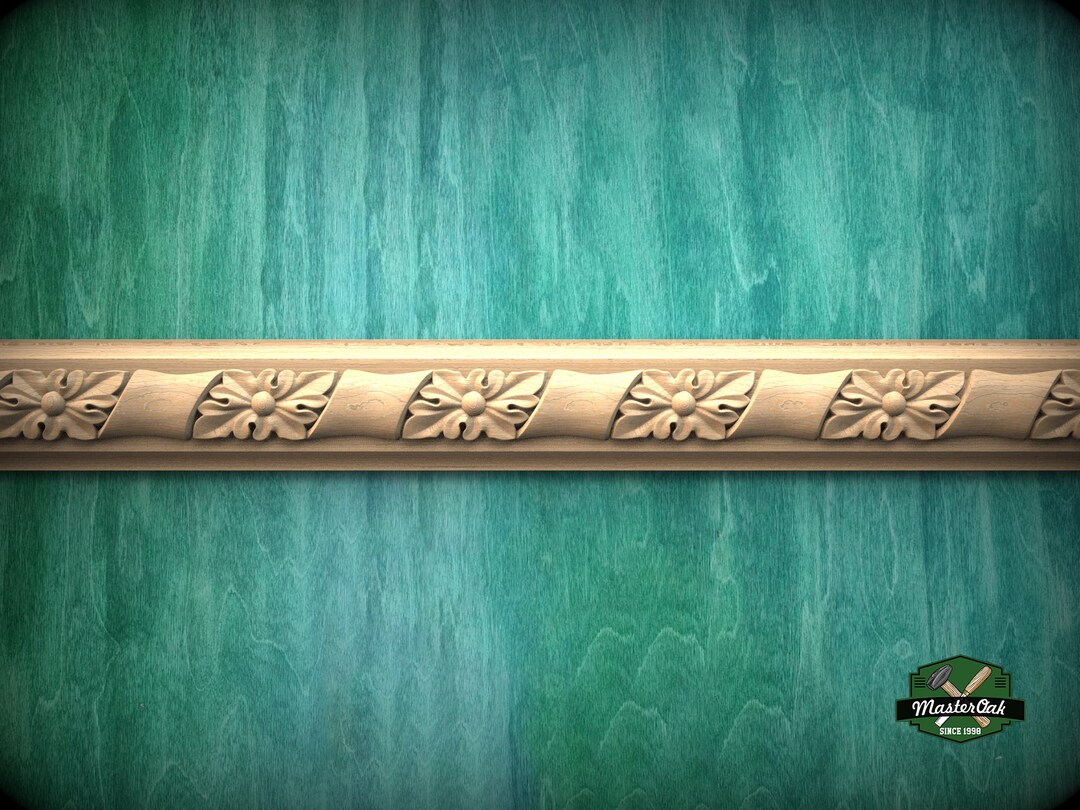 Handcrafted Wooden Architectural Molding 40" From Wood, Wooden Floral