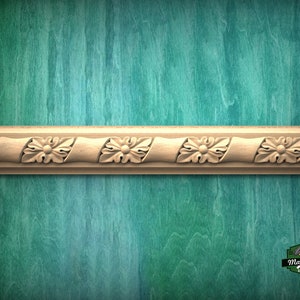 Moldura arquitectónica de madera de 40&quot; hecha a mano, moldura floral de madera, panel de moldura ornamentado de madera, baguette de madera tallada