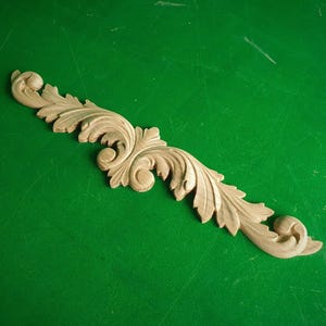 Carved Leaves Onlay, 1pc, Home Wall Embellishments, Furniture Carving, Applique furniture decor DIY Furniture Trim Supplies bed pediments image 5