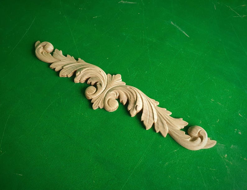 Carved Leaves Onlay, 1pc, Home Wall Embellishments, Furniture Carving, Applique furniture decor DIY Furniture Trim Supplies bed pediments image 5