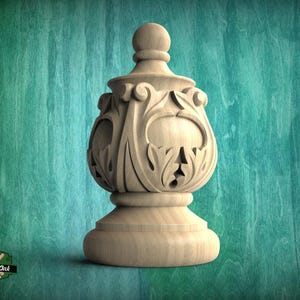 Antique Style Decorative Wooden Staircase  Cap Ladder Newel Post Cap Bed Trim