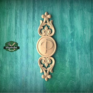 Personalized Classic Wooden Rosette Applique with Scrollwork Accents, Home Wall Embellishments, Furniture Carving, Wood Onlay