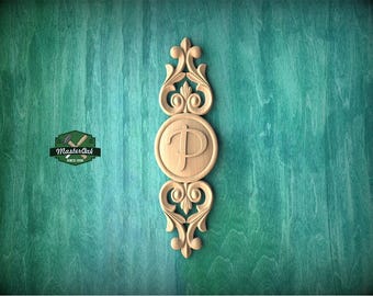 Personalized Classic Wooden Rosette Applique with Scrollwork Accents, Home Wall Embellishments, Furniture Carving, Wood Onlay