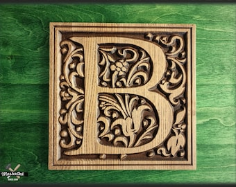 Family Letter Plaque, Wooden Letter Sign, Carved Monogram Initial, Initial of wood, Wedding gift