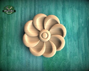 Wooden Spiral Rosette – Carved Floral Ornament with Smooth Flow