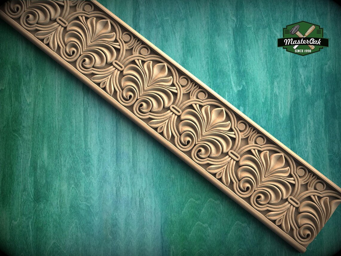 Classic Foliage Frieze Wooden Molding – Symmetrical Carved Design, 40 ...