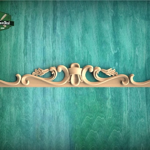 Ribbon and Scroll Wood Applique for Crown Accents or Furniture Panels