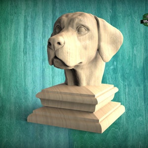 Labrador Statue #2 made of wood, Labrador Wooden Finial for Staircase Newel Post, Labrador finial bed post, Labrador statue of wood