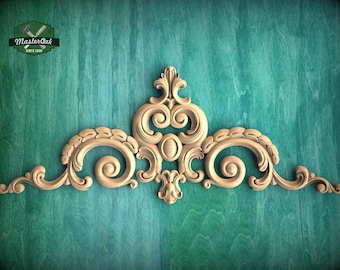 Classic Onlay with Volutes and Spirals - Home Decor Decoration, Unpainted, 1pc, Home Wall Embellishments, Furniture Carving