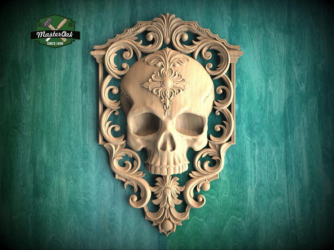 Skull & Scroll – Dark Baroque Wall Art, 1pc, Unpainted, Furniture ...