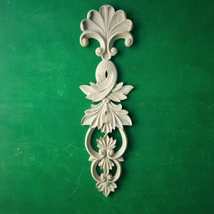 Flower Carved Applique Onlay, 1pc, Home Wall Embellishments, Furniture Carving, Wood Onlay