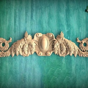 Carved Wood Applique for Kitchen Hood, 1pc, Unfinished, Home Wall Embellishments, Furniture Carving, Wood Onlay