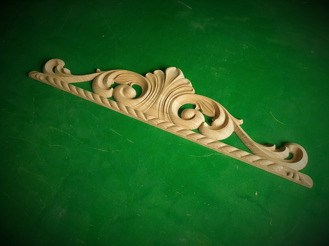 Unpainted Wood Carved Applique Onlay 1pc Home Wall Etsy