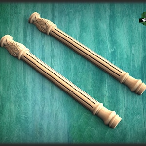 Half Column pilasters for Fireplace, Set 2pc, Pair of Carved Wood Trim Post Pillars