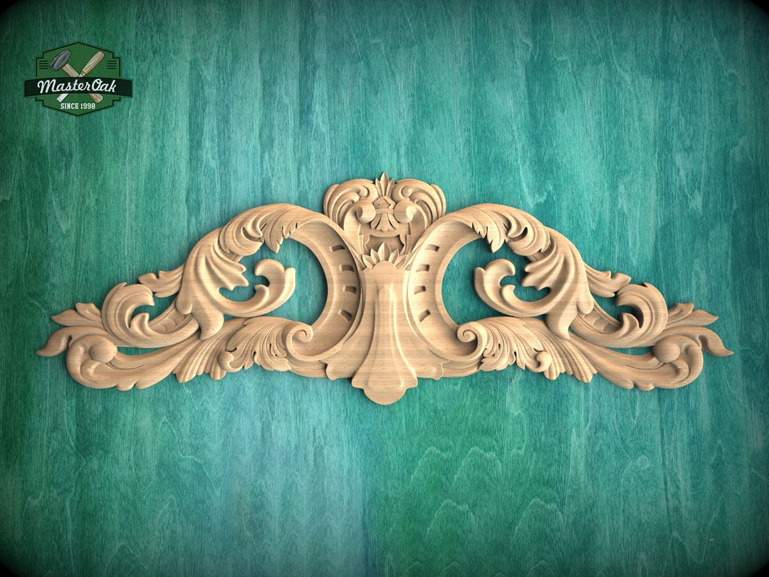 Regal Acanthus Wood Onlay Classical Leaf Carved Overlay Furniture 