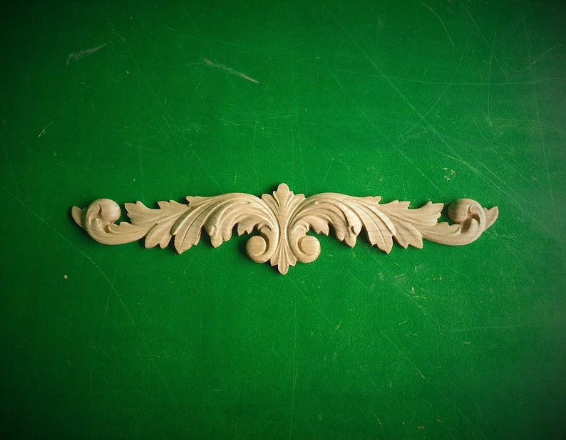 Carved Leaves Onlay, 1pc, Home Wall Embellishments, Furniture Carving, Applique furniture decor DIY Furniture Trim Supplies bed pediments image 6