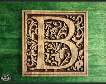 Family Letter Plaque, Wooden Letter Sign, Carved Monogram Initial, Initial of wood, Wedding gift