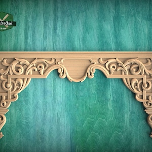 Elegant Carved Wood Arch Onlay – Artistic Arch Enhancement, 1pc, Unfinished, Home Wall Embellishments, Furniture Carving, Wood Onlay