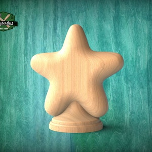 Enchanted Star Wooden Newel Cap - Perfect for Staircase Elegance or Children’s Bed Finial, 1pc, Ornate Decorative Newel Post Wooden Finial