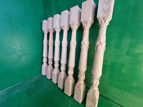 Balaustre de madera para escaleras o balaustrada 1pc, barandilla de madera  tallada, balaustres de escalera, balaustres de madera de tamaño  personalizado para escaleras -  México