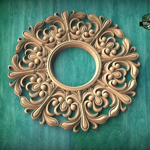 Unique Wooden Frames for Ceiling Chandeliers, Detailed Acanthus Ornamentation