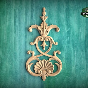 French Rococo Wooden Applique for Refined Home Decor, 1pc, Millwork Wood Decorative Shell Applique Moulding, Furniture Carving
