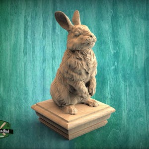 Rabbit Wooden Finial for Staircase Newel Post, Rabbit Finial Bed Post ...