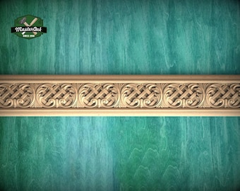 Elegant Wood Moulding with Celtic Interlace – Artisan Crafted Detail, 40" , 1 pc, Unpainted, Carved Home Decor, Furniture Baguette