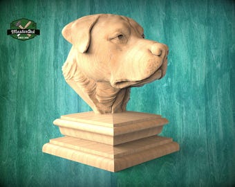 Rottweiler Statue made of wood, Rottweiler Wooden Finial for Staircase Newel Post, Rottweiler finial bed post, Rottweiler statue of wood