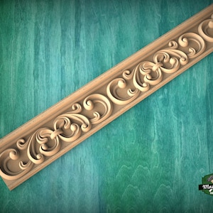 Moldura clásica de madera tallada a mano de 40&quot;, moldura floral de madera, panel de moldura ornamentado de madera, baguette de madera tallada