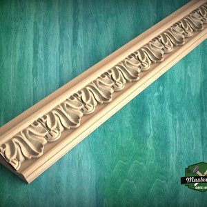 Classic Acanthus Rhythm Moulding - Greek Revival, 40&quot; Elegant Wood Detail, 1 pc, Unpainted, Carved Baguette