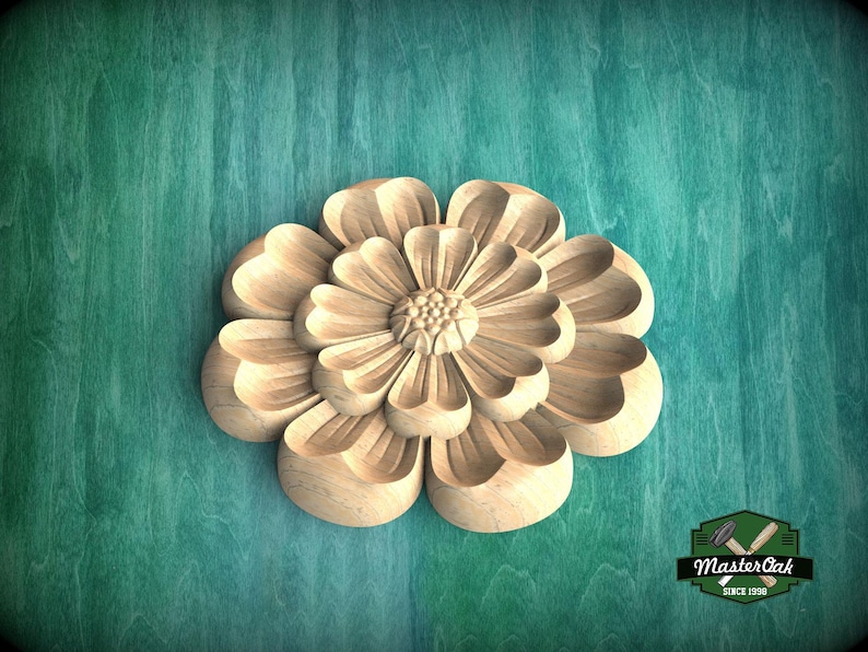 Ornate Wooden Carved Rosette, 1 piece, Unpainted, Home Wall Embellishments, round wooden trims, wood wall art decor image 5