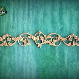 Floral Scroll Wood Applique with Symmetrical Vine Design