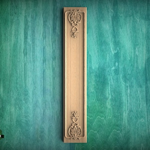 Traditional antique style carved floral pilaster, Unfinished, column classic flute ionic, Carved Wood Trim Post Pillars