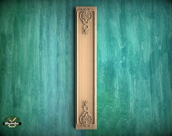 Traditional antique style carved floral pilaster, Unfinished, column classic flute ionic, Carved Wood Trim Post Pillars