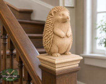 Hedgehog Wood Finial – Carved Animal Newel Post Top