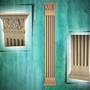 Corinthian Elegance Wooden Pilaster, Flat Back Columns, Classical wood ionic  pilaster, 1pc, Unpainted, Carved Wood Trim Post Pillars