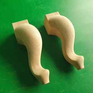 Classic  Cabriole Legs, Set 2pc, classic style legs, baroque legs, wooden legs, queen anne style